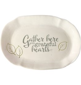 Precious Moments Gather Here With Grateful Hearts Ceramic Oval Serving Platter