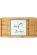 Precious Moments Bountiful Blessings, Eat Well Pray Often Love Always, Bamboo Cheeseboard/Serving Tray with Glass Insert