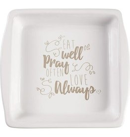 Precious Moments Bountiful Blessings, Eat Well Pray Often Love Always, Ceramic Brownie Pan, 9 in