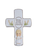 Precious Moments Blessings On Your First Holy Communion, Cross With Stand, Girl