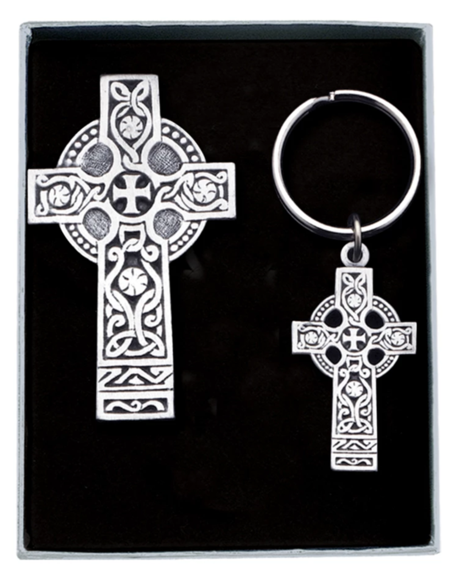 Abbey + CA Gift Celtic Cross Keychain and Car Visor Clip Set
