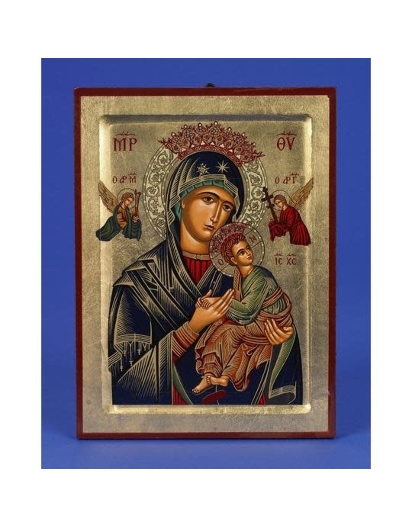 Lumen Mundi Our Lady of Perpetual Help Hand Painted Icon Made in Greece,5.5" x 7" x 1"