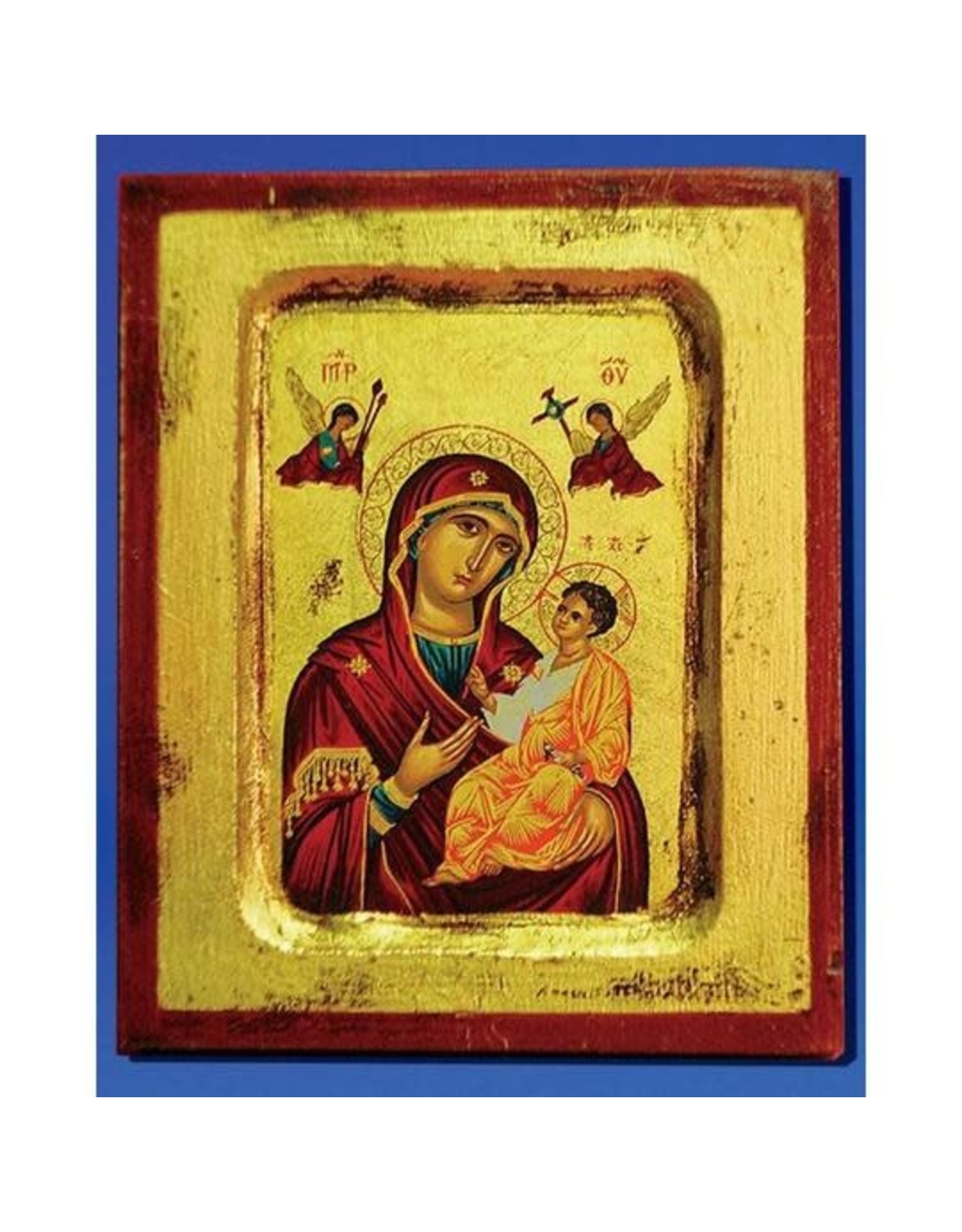 Lumen Mundi Virgin Mary of the Passion Hand Painted Icon Made in Greece, 5.75" x 7.25" x 1"