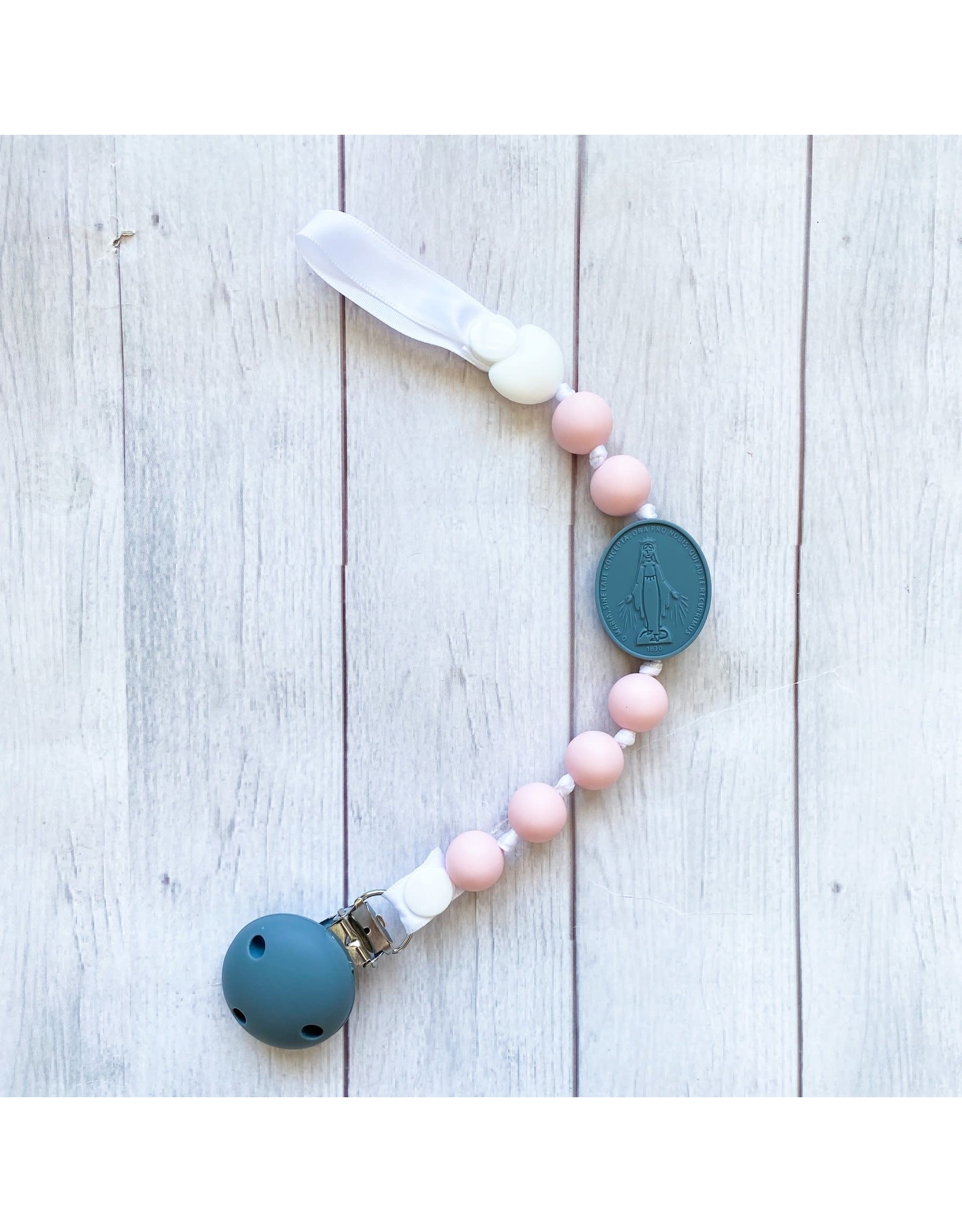 Chews Life Pacifier Clip - Blush and Gray