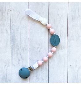 Chews Life Pacifier Clip - Blush and Gray