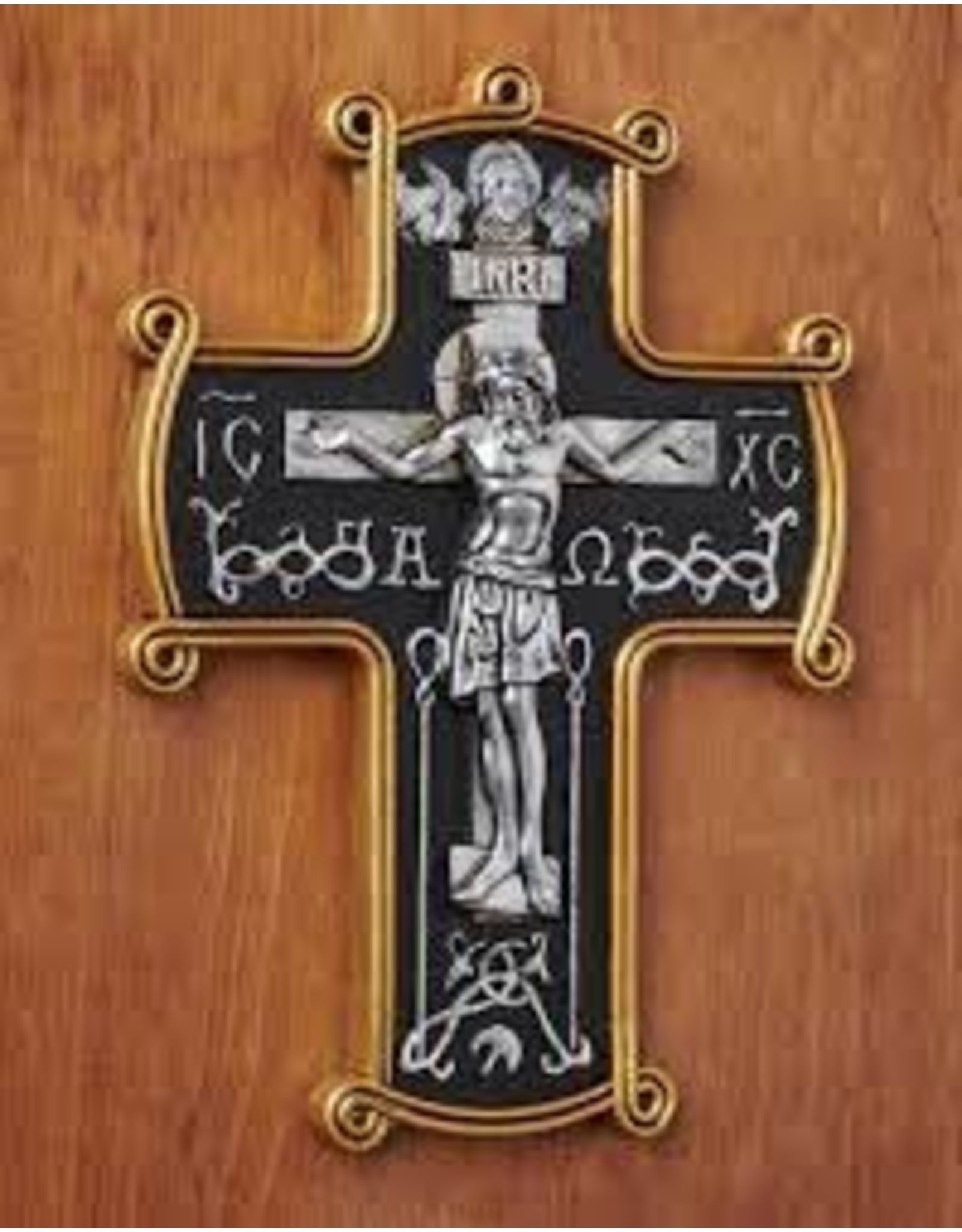 Monastery Icons Byzantine Style Alpha and Omega Resin Wall Crucifix