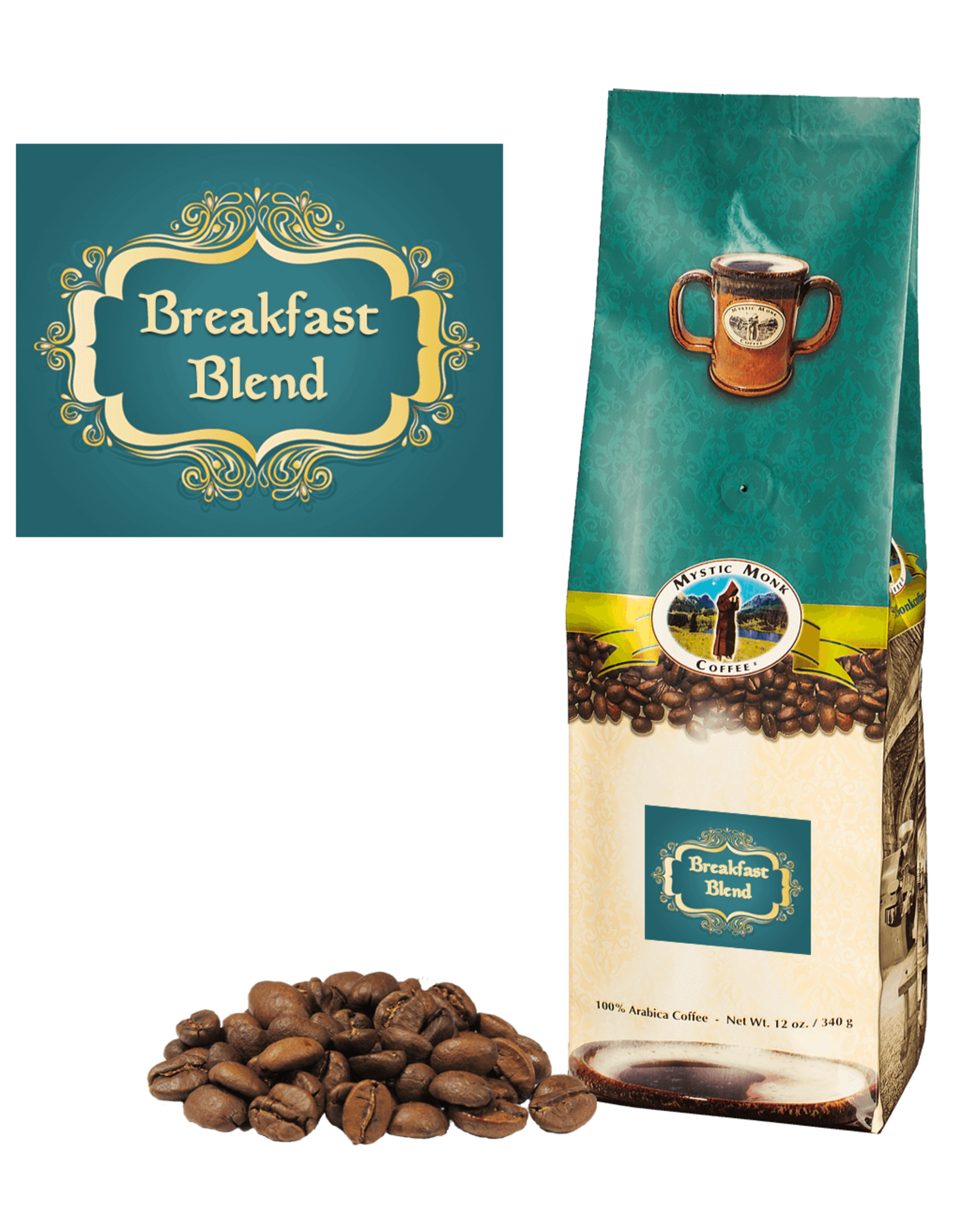 Mystic Monk Mystic Monk Breakfast Blend Whole Bean Coffee (12 oz)