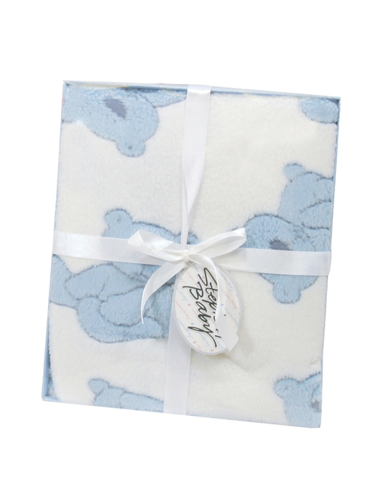 Boxed Plush Bear Baby Blanket - Blue