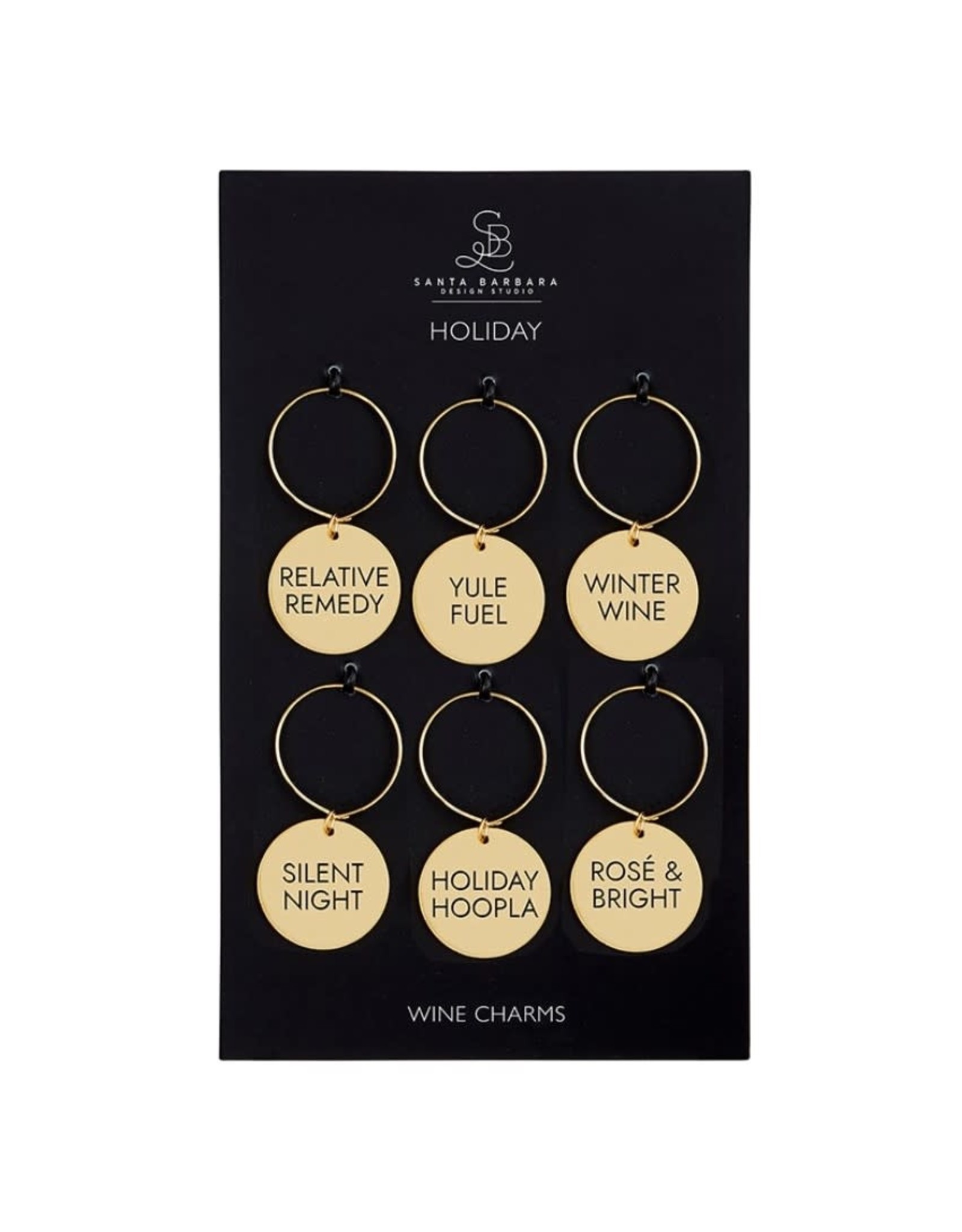 Santa Barbara Designs Set of 6 Holiday Gold Wine Charms