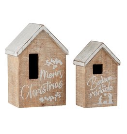 Heartfelt - Made with Love Wooden Christmas House with LED Tealight - Small, Believe in the Miracle