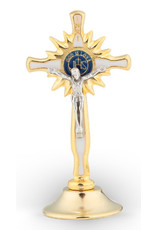 Hirten 2” White Enameled Brass Crucifix with Adhesive Bottom