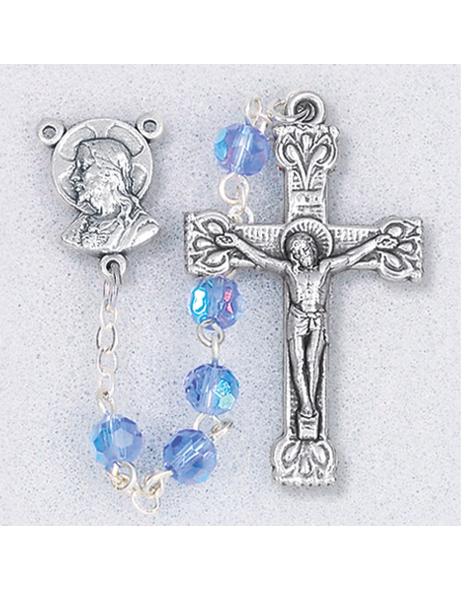 Hirten 5mm Sapphire Crystal Rosary Deluxe, Boxed