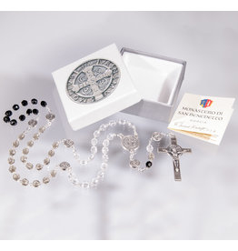 Hirten 5x6 Glass Crystal Bead St. Benedict Tricolor Rosary