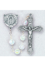 Hirten 6mm Crystal Aura Borealis Bead Rosary, Boxed