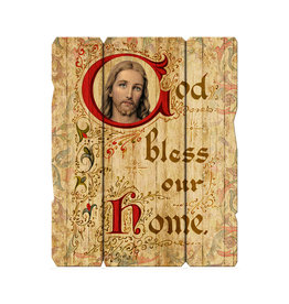 God Bless This Home Wooden Look Wall Plaque, 7.5” x 9.25”