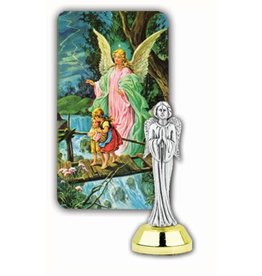 Hirten Guardian Angel Auto Statue with Holy Card and Adhesive Bottom