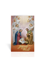 Hirten Joy to the World Holy Family in Manger with Seven Angels Christmas Card