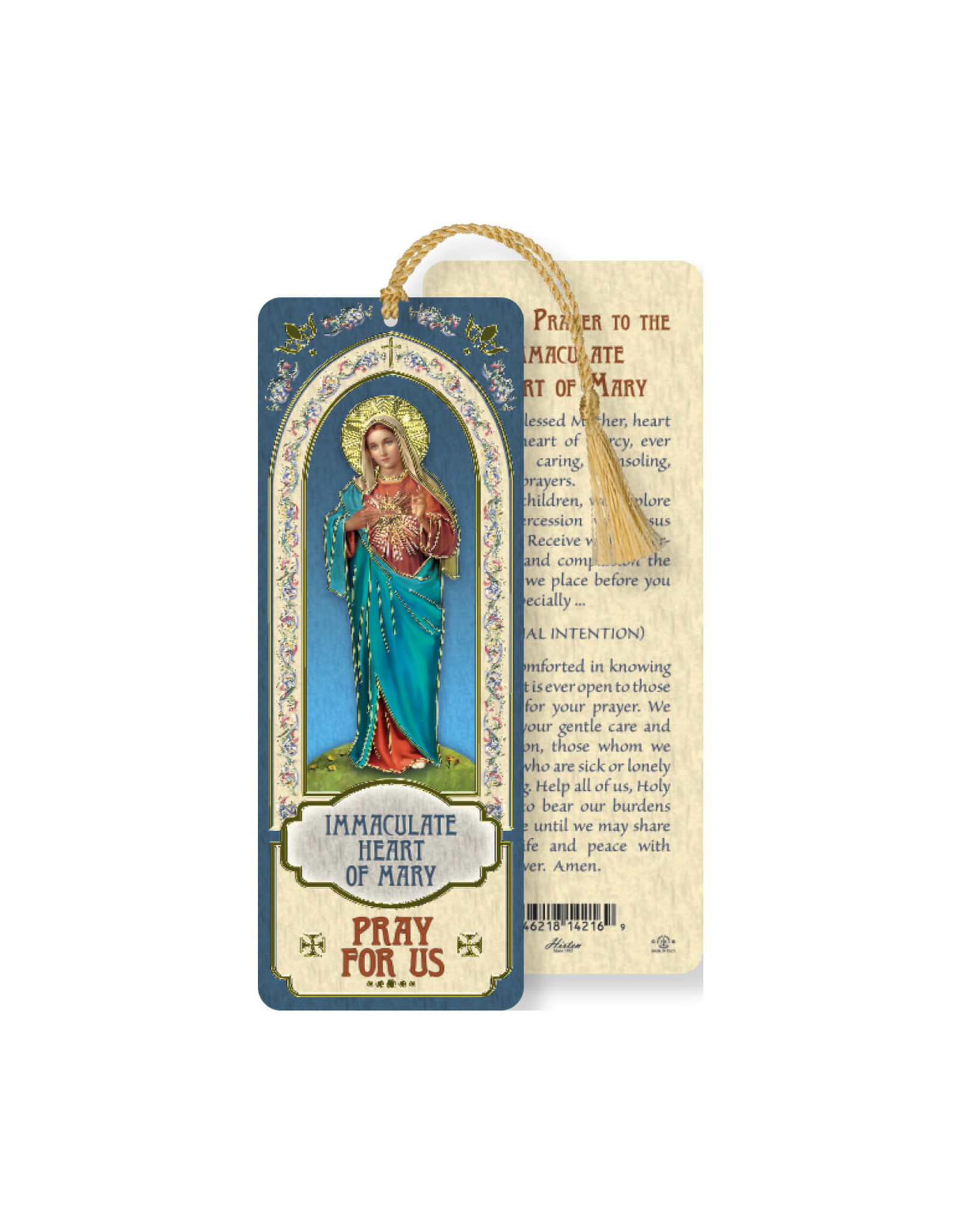 Hirten Laminated Gold Foil Bookmark -  Immaculate Heart of Mary