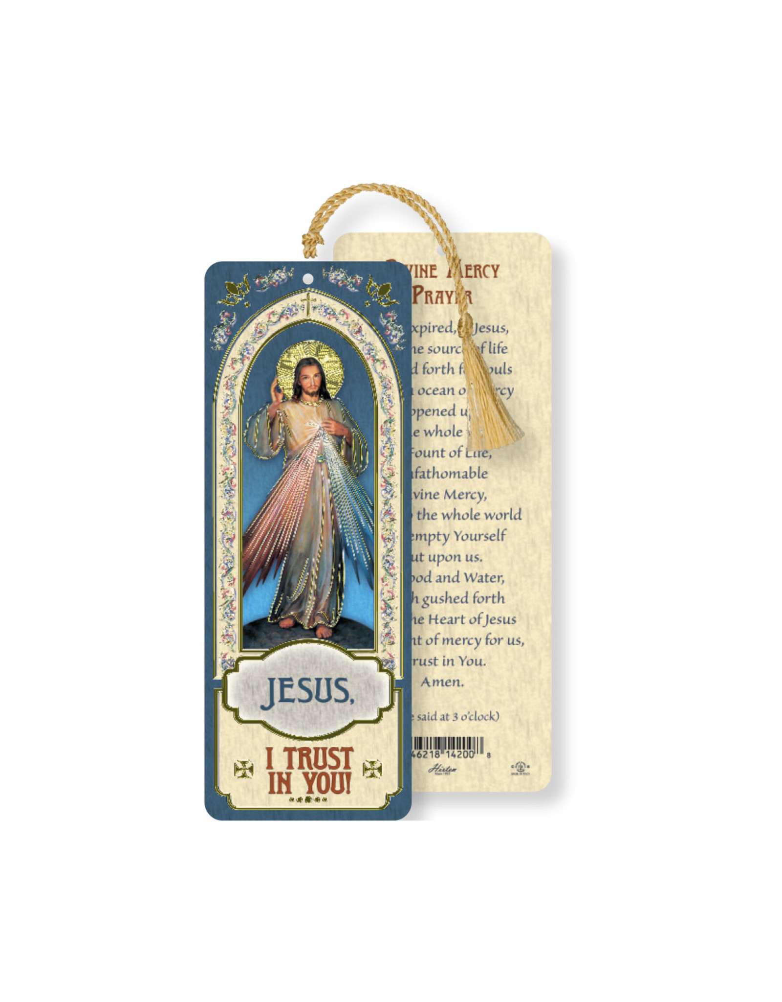 Hirten Laminated Gold Foil Bookmark - Divine Mercy Jesus