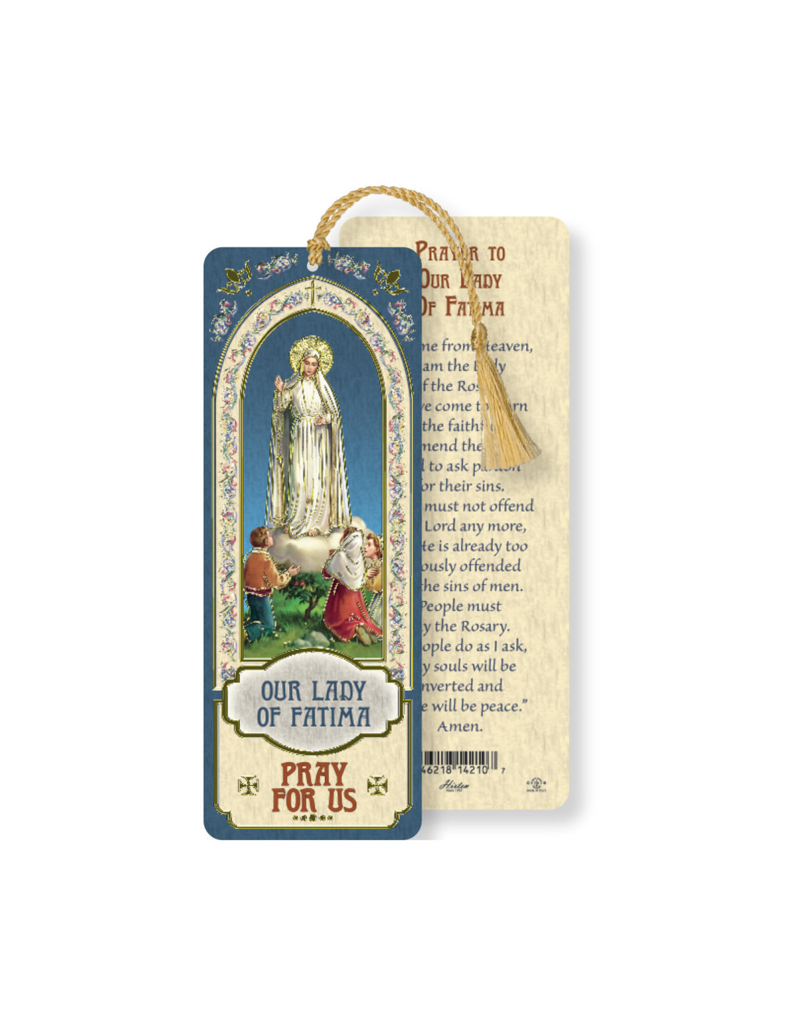 Hirten Laminated Gold Foil Bookmark - Our Lady of Fatima