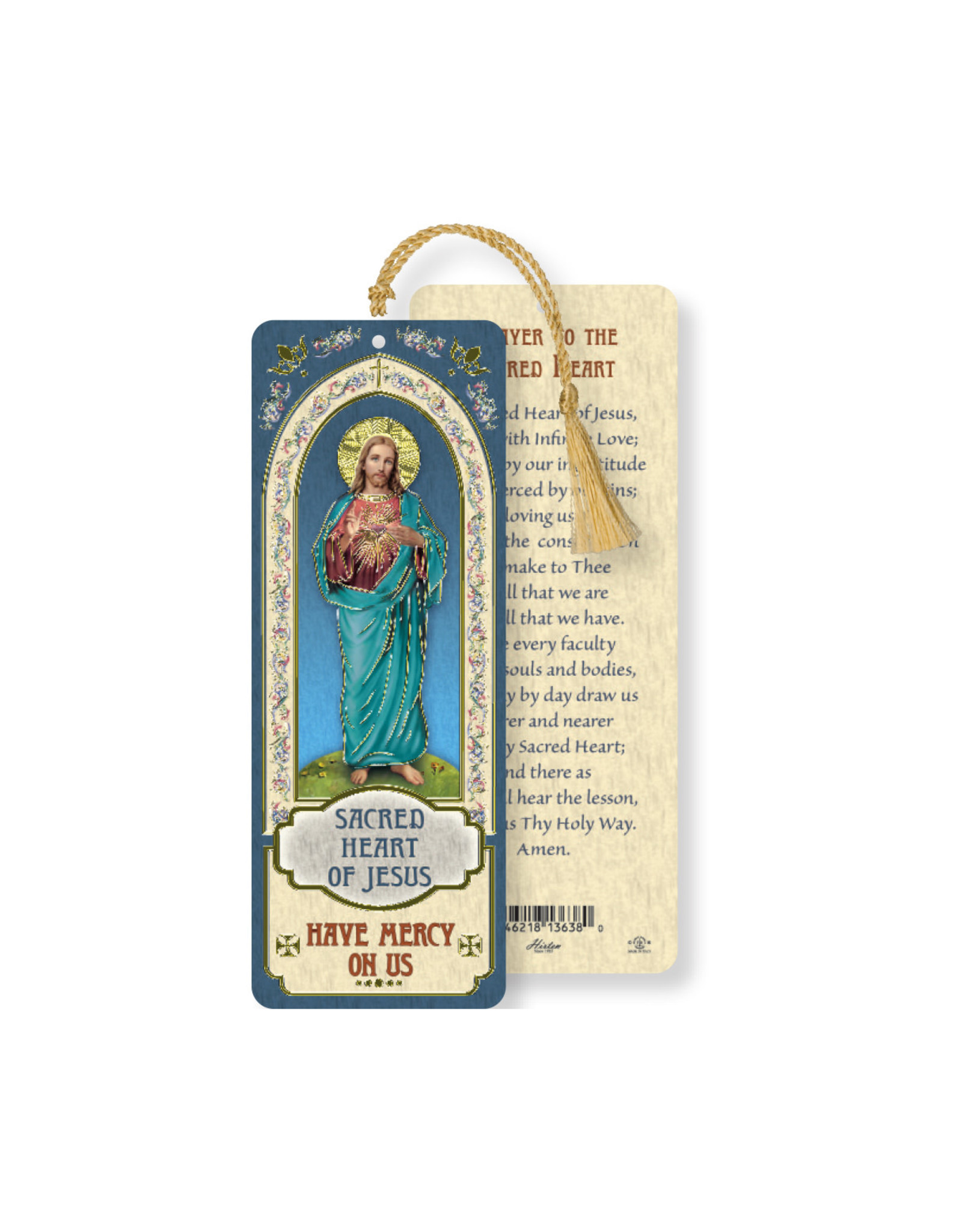 Hirten Laminated Gold Foil Bookmark - Sacred Heart of Jesus