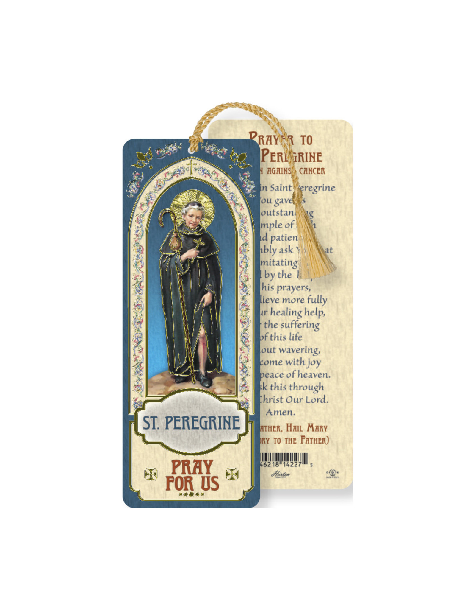 Hirten Laminated Gold Foil Bookmark - St. Peregrine