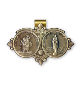 Hirten St. Christopher / Our Lady of the Highway Visor Clip - Brass