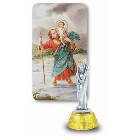 Hirten St. Christopher Auto Statue with Holy Card and Adhesive Bottom