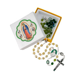 Hirten Tri Color Glass Bead Rosary Our Lady of Guadalupe