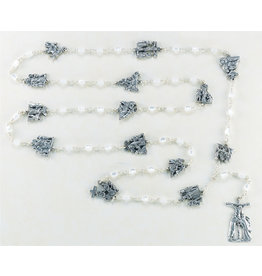 Hirten Via Crucis White Glass Bead Stations of the Cross Rosary