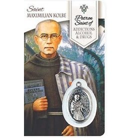 Shomali Prayer Card with Medal  Healing St. Maximillian Kolbe Addiction