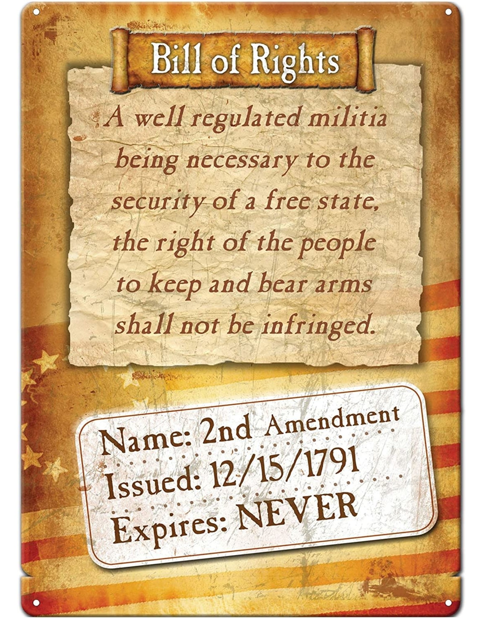 Rivers Edge Products Tin Sign 12"x 17" - Bill of Rights 2nd Amendment