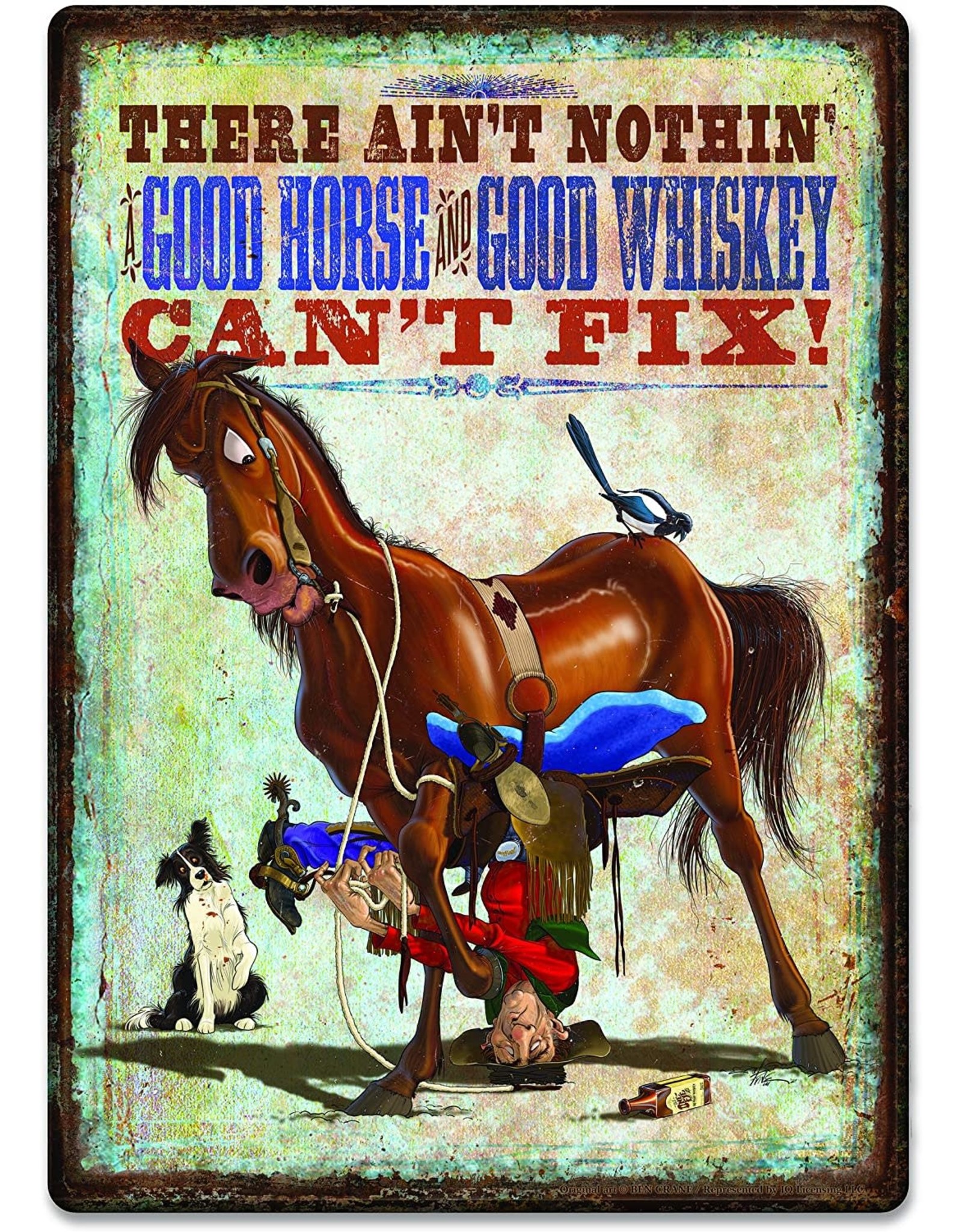 Rivers Edge Products Tin Sign 12in x 17in - Horse Whiskey