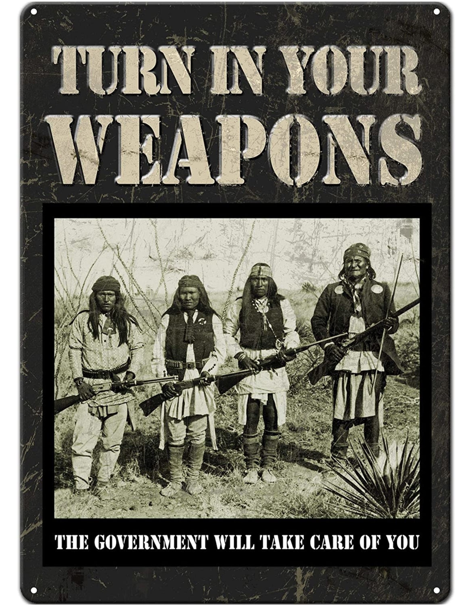 Rivers Edge Products Tin Sign 12"x17" - Turn In Your Weapons