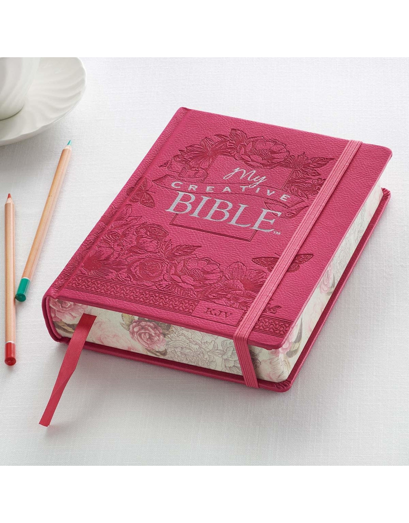 Christian Art Publishers KJV Holy Bible, My Creative Bible, Pink Hardcover Faux Leather Journaling Bible w/Ribbon Marker