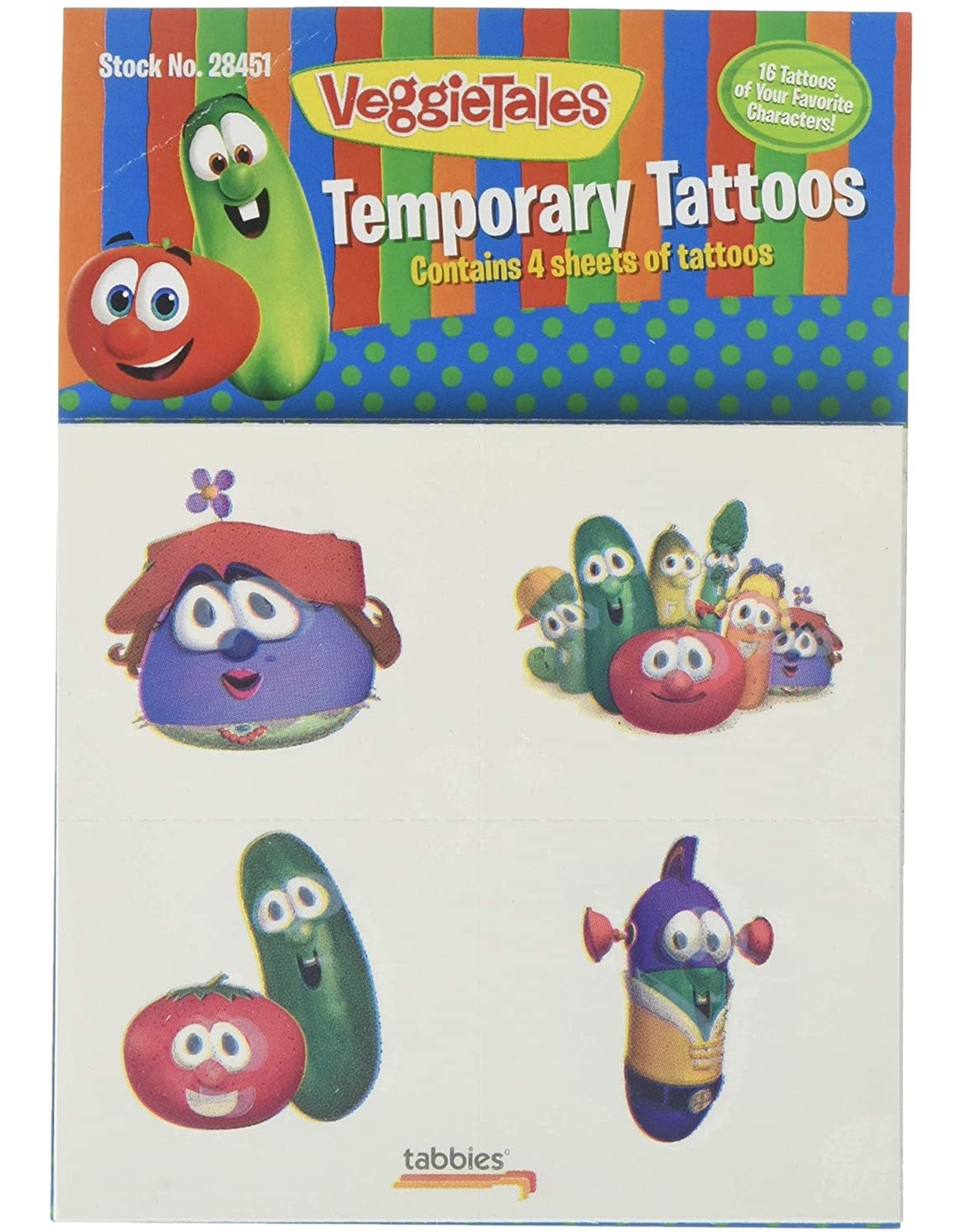 Tabbies VeggieTale Temporary Tattoos