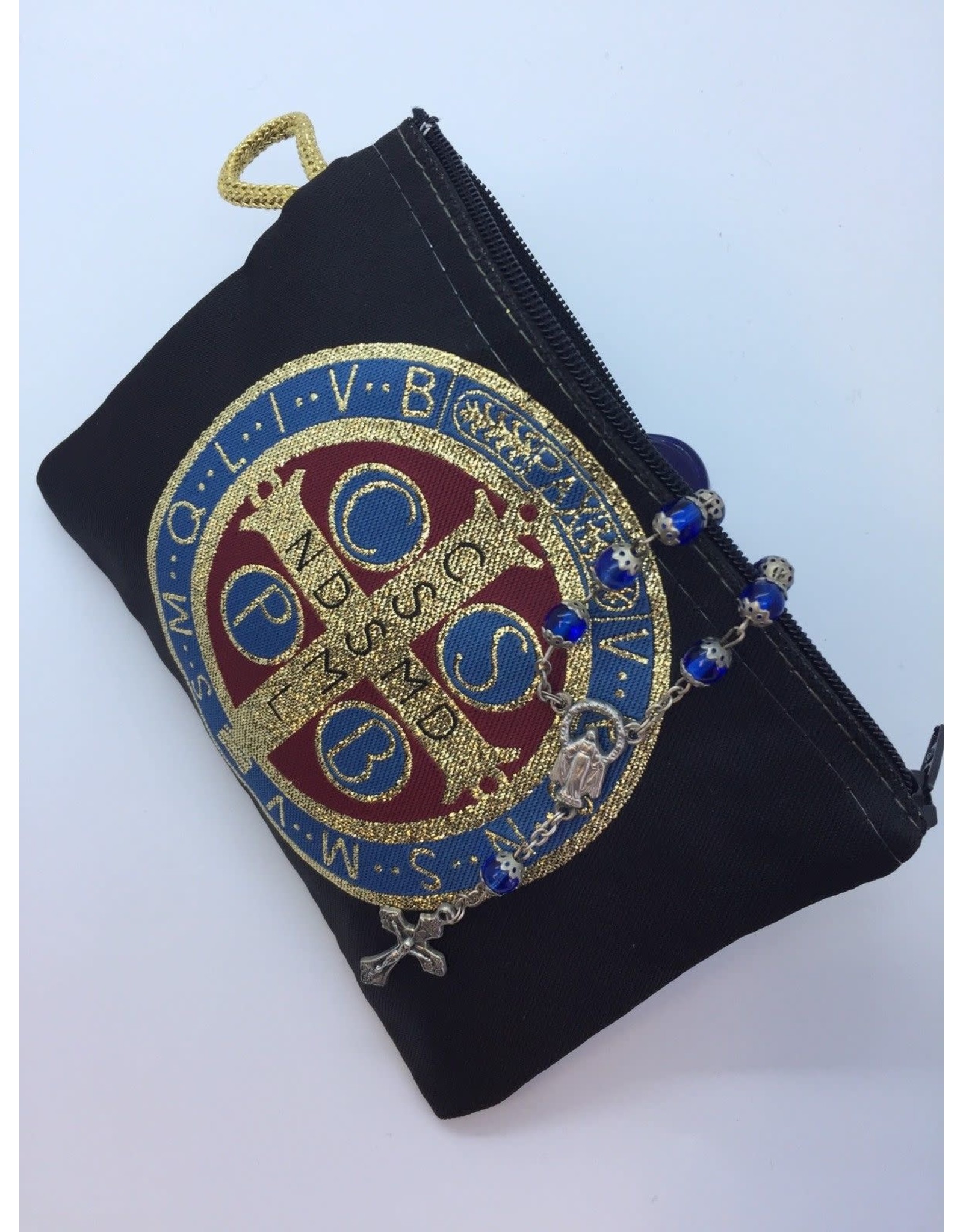 Oremus Mercy Small Rosary Pouch -St. Benedict Medal (3″ x 4″)