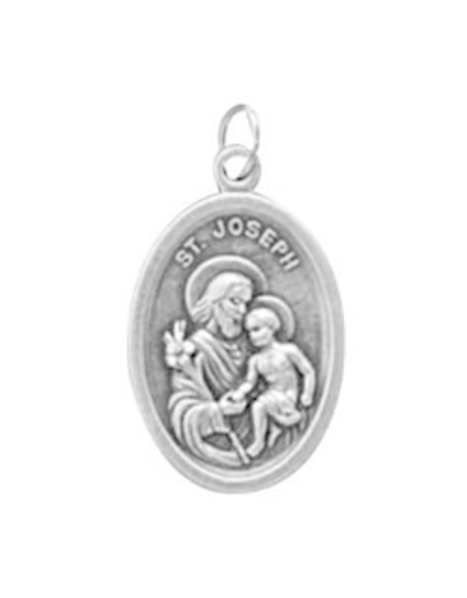 Christian Brands St. Joseph Medal, Oxidized Silver, 1"H