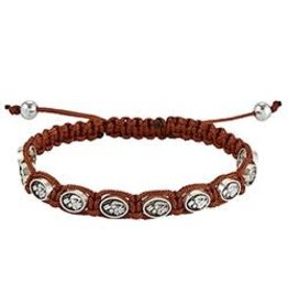 CBC St. Joseph Medal Macramé Bracelet - Brown