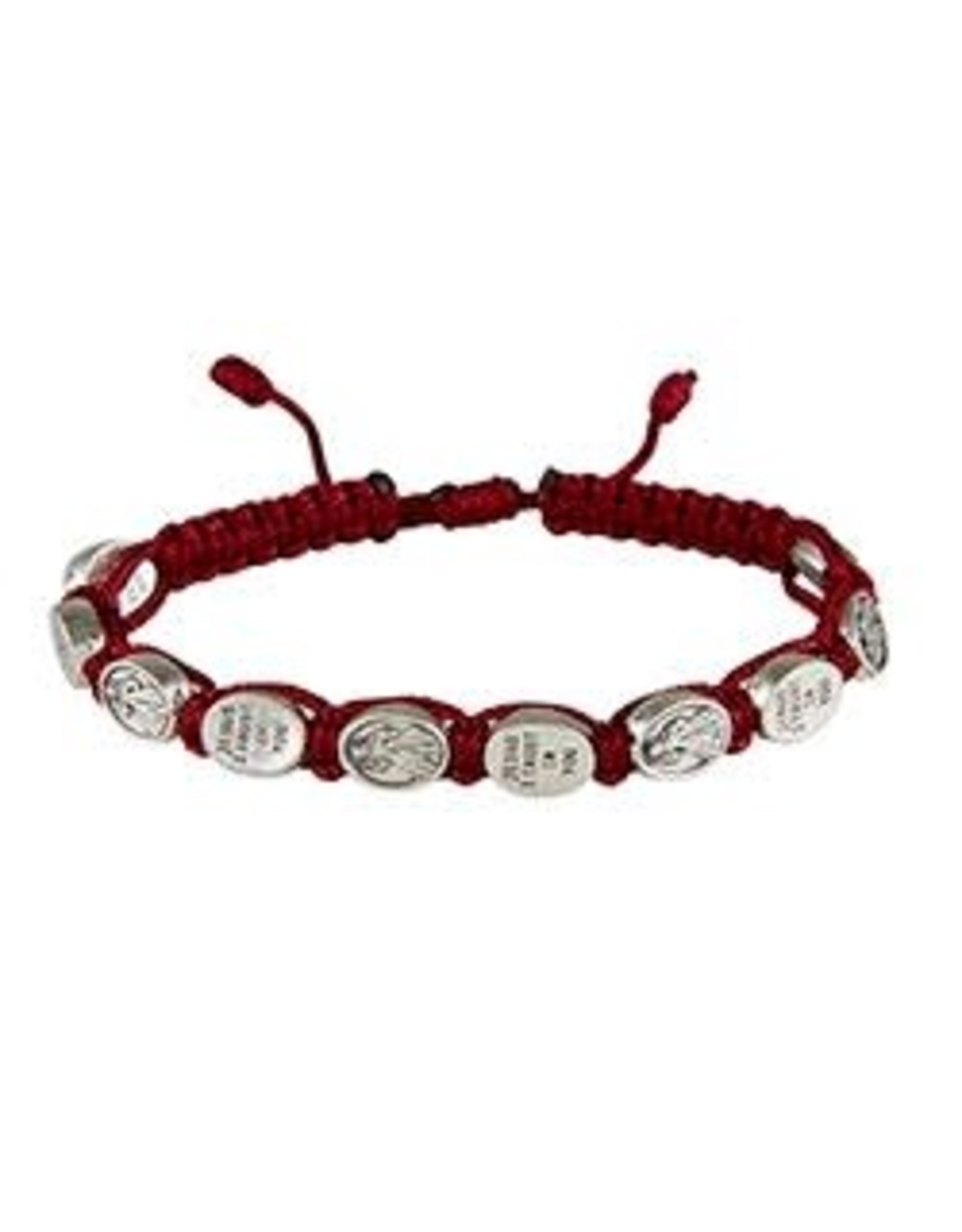 CBC Jesus I Trust in You Medal Macramé Bracelet - Maroon