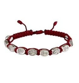 CBC Jesus I Trust in You Medal Macramé Bracelet - Maroon