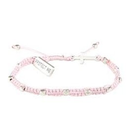 CBC-Berkander Rosary with silver Cross Macramé Bracelet - Pink