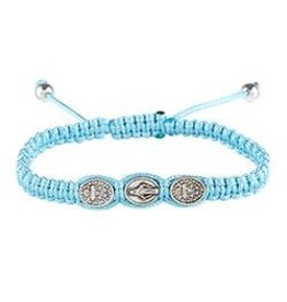 CBC-Berkander Miraculous Medal Macramé Bracelet - L-Blue