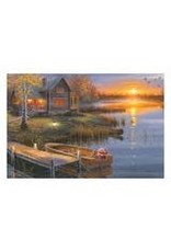 Rivers Edge Products LED Art 24in x 12in - Lake Cabin