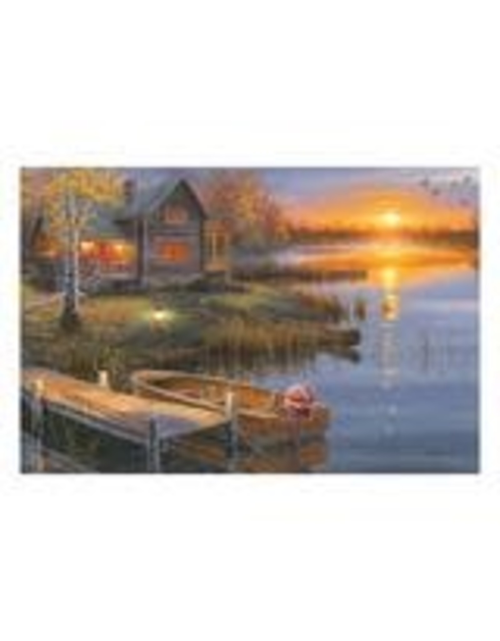 Rivers Edge Products LED Art 24in x 12in - Lake Cabin