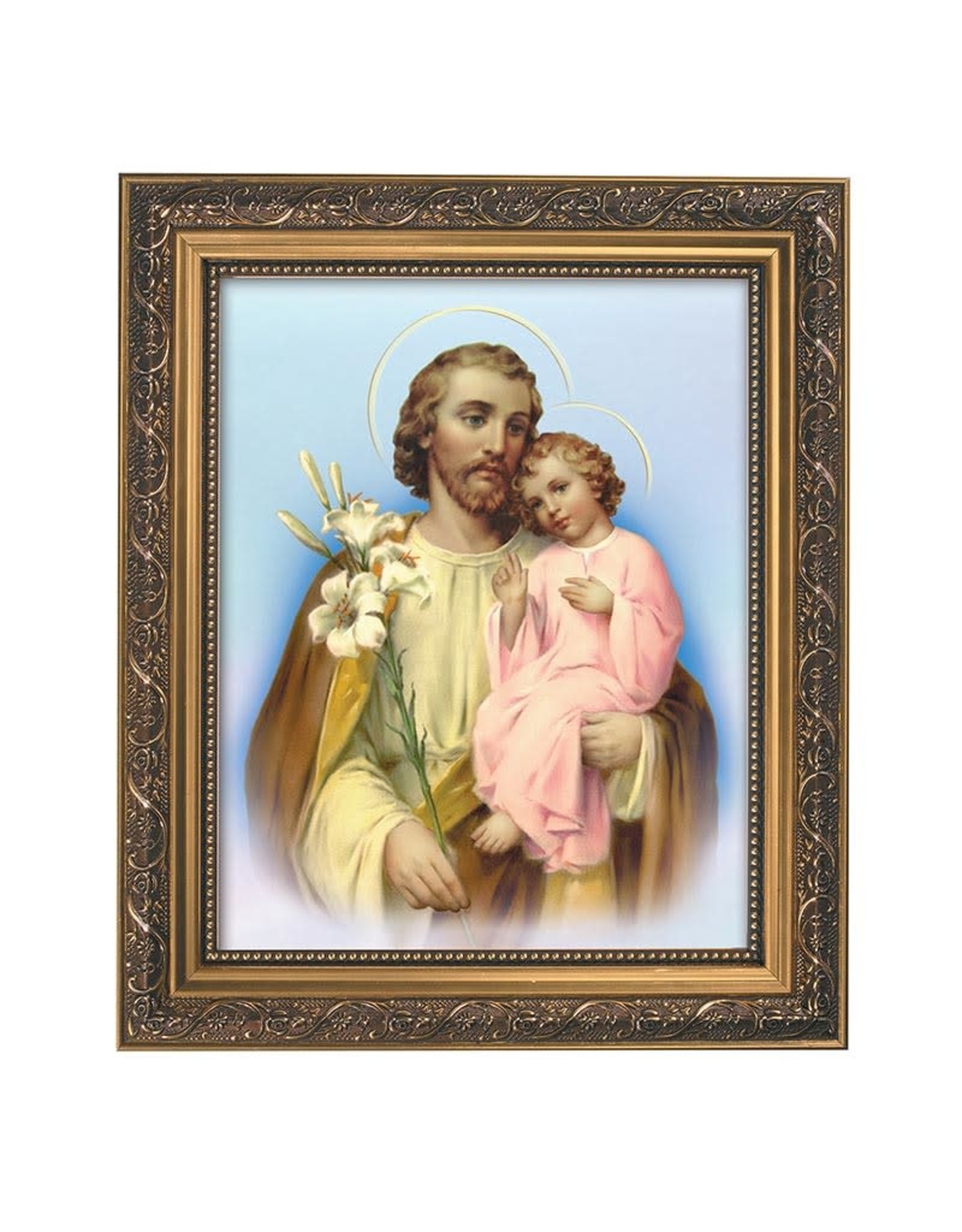 Christian Brands St Joseph Framed Print - Adams 13" - Blue Background