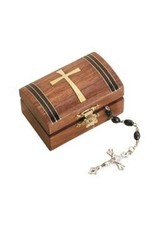 Tapered Cross Wood Rosary Box