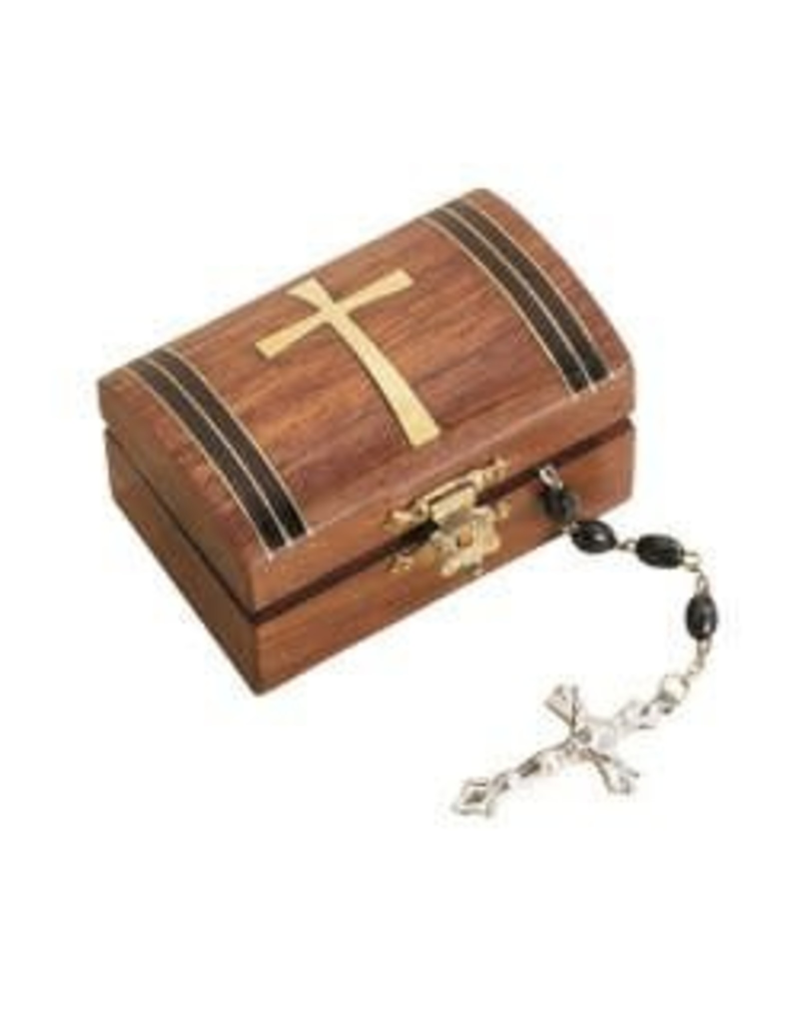 Tapered Cross Wood Rosary Box