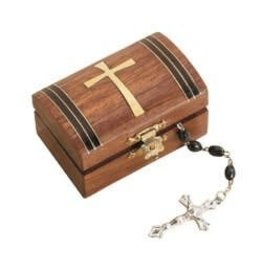 Tapered Cross Wood Rosary Box