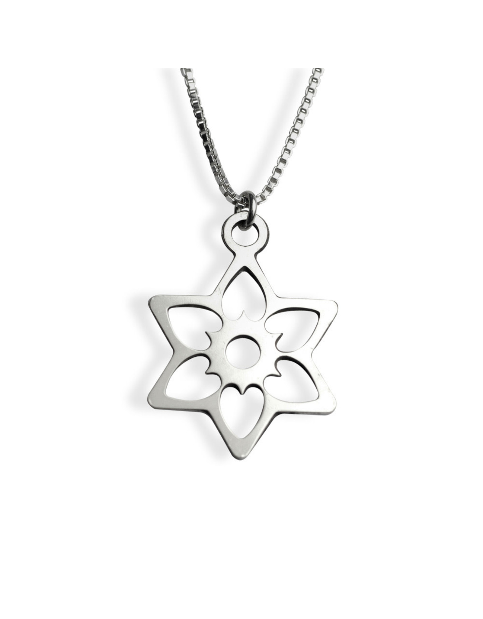 Sterling Silver Flowing Hearts Jewish Star Necklace